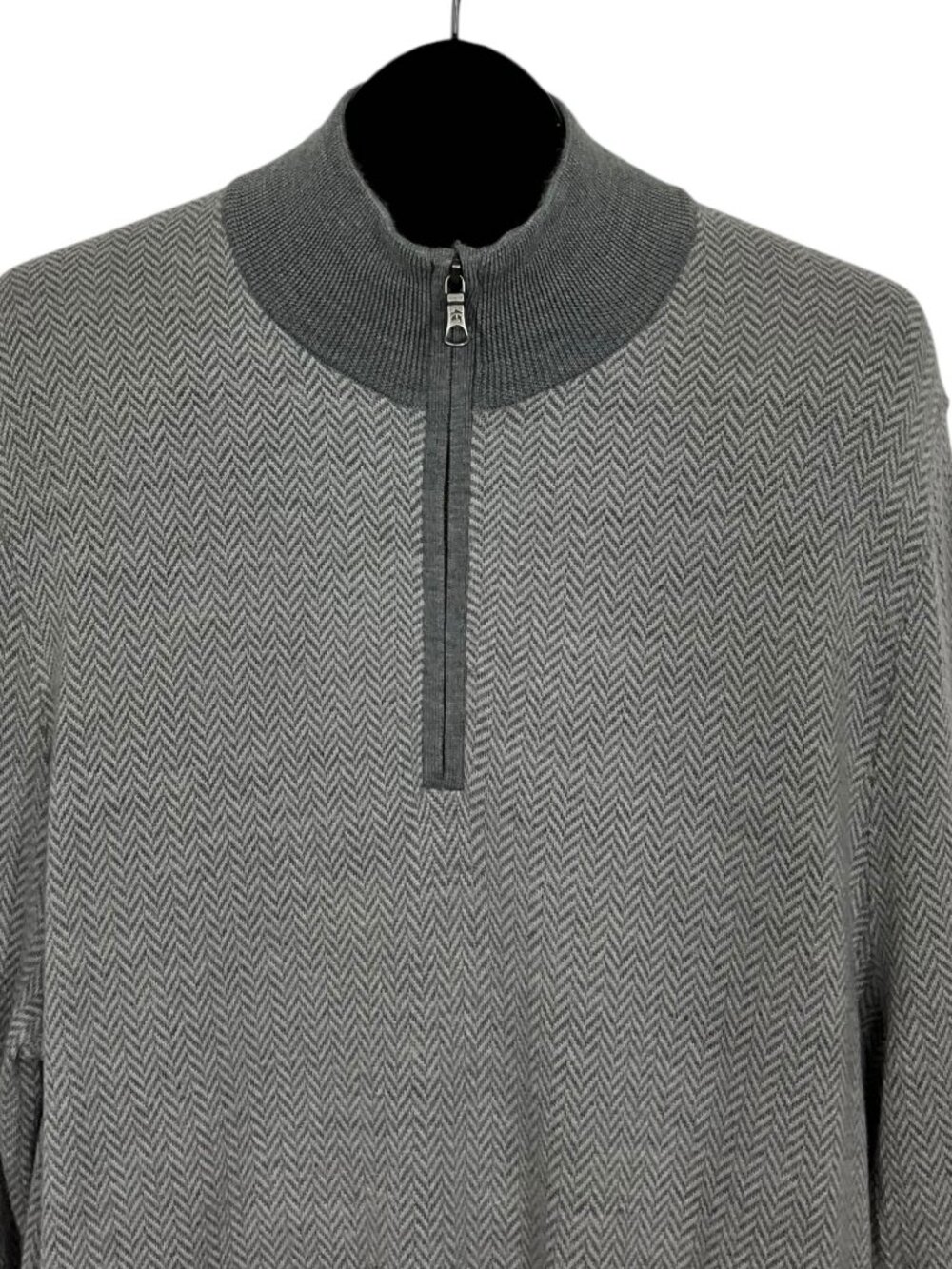 Brooks Brothers Merino Wool Quarter Zip Pullover Sweater XL Gray - Picture 7 of 13